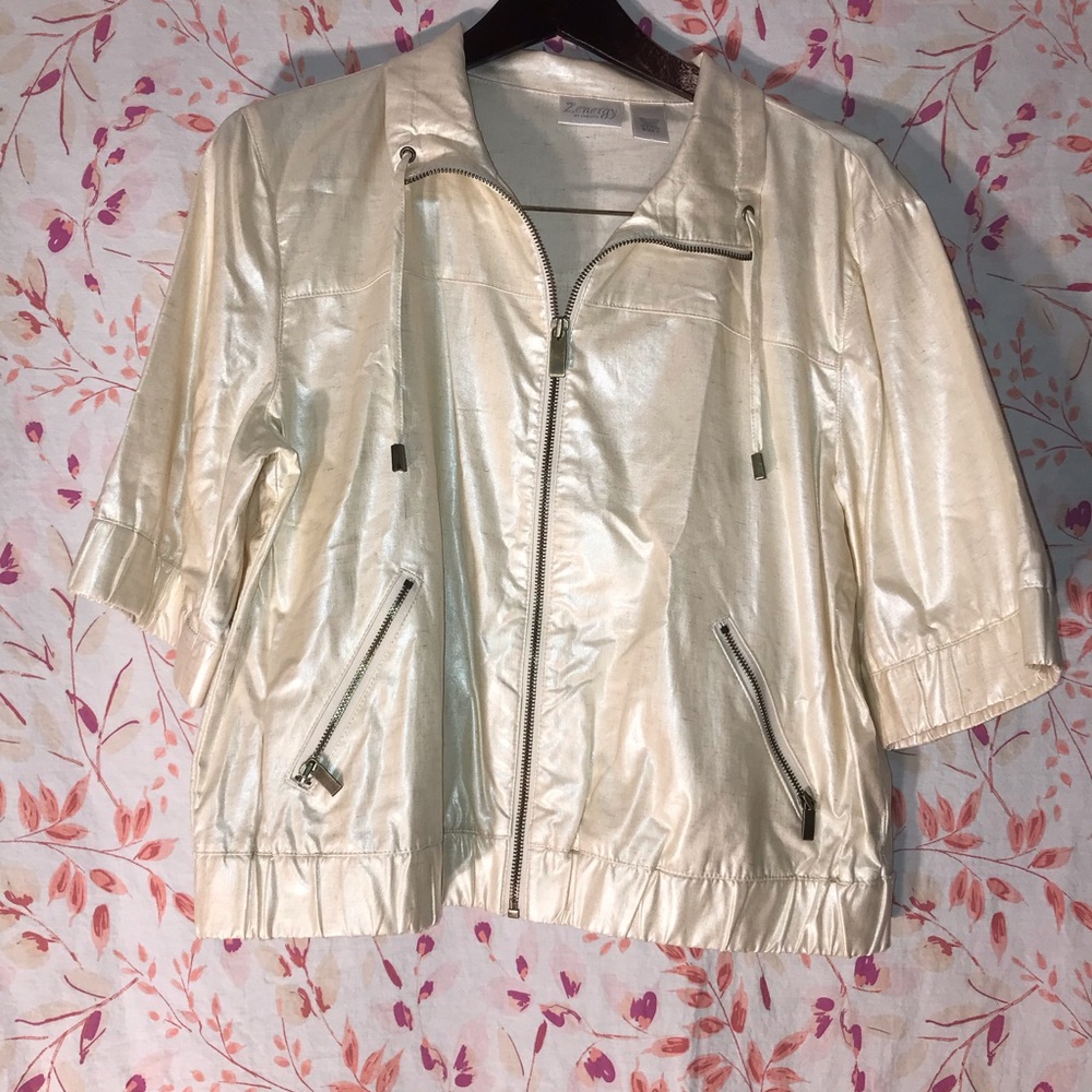 Chico's Cream Metallic Jacket